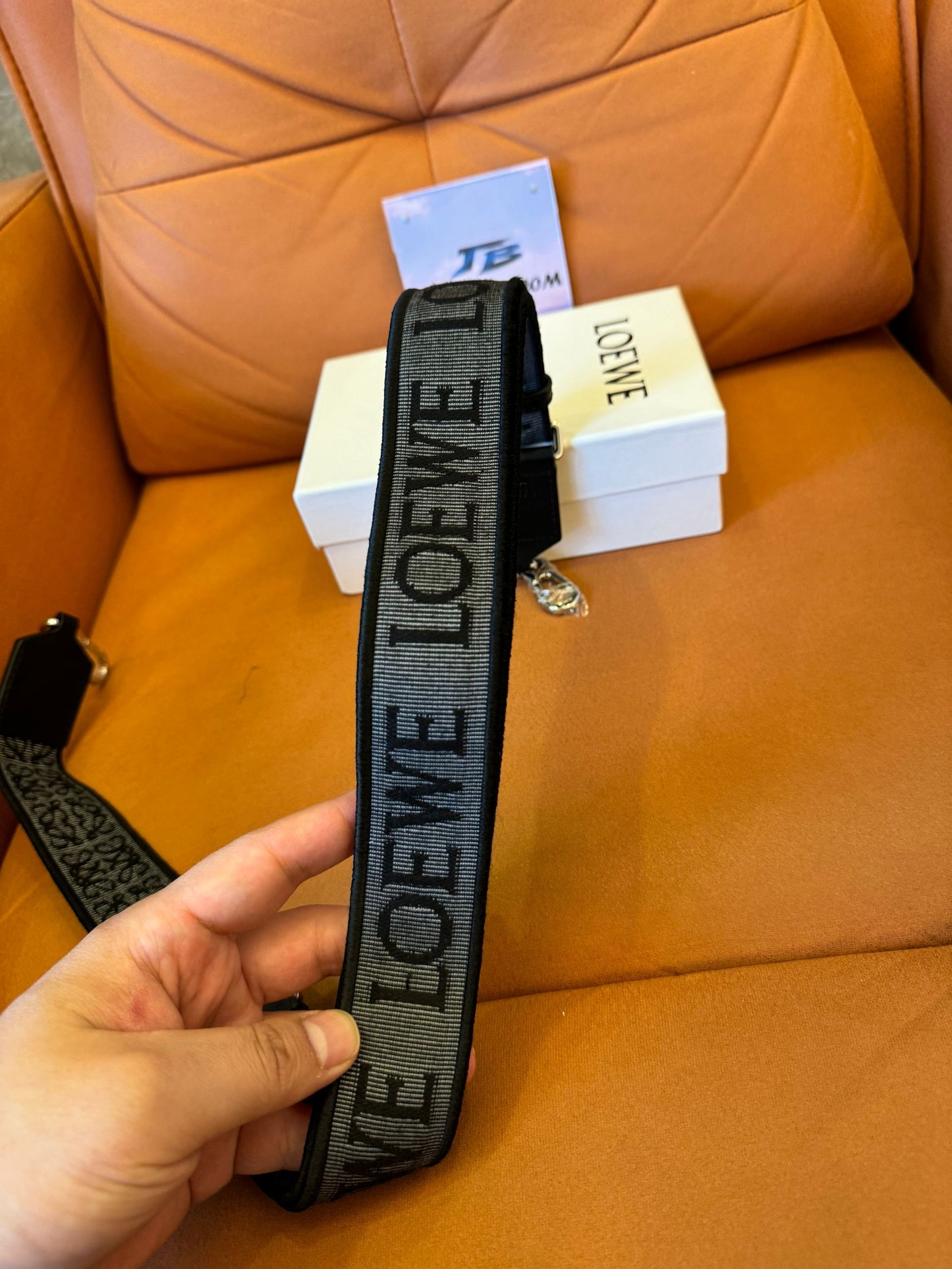 Loewe anagram strap in jacquard and calfskin