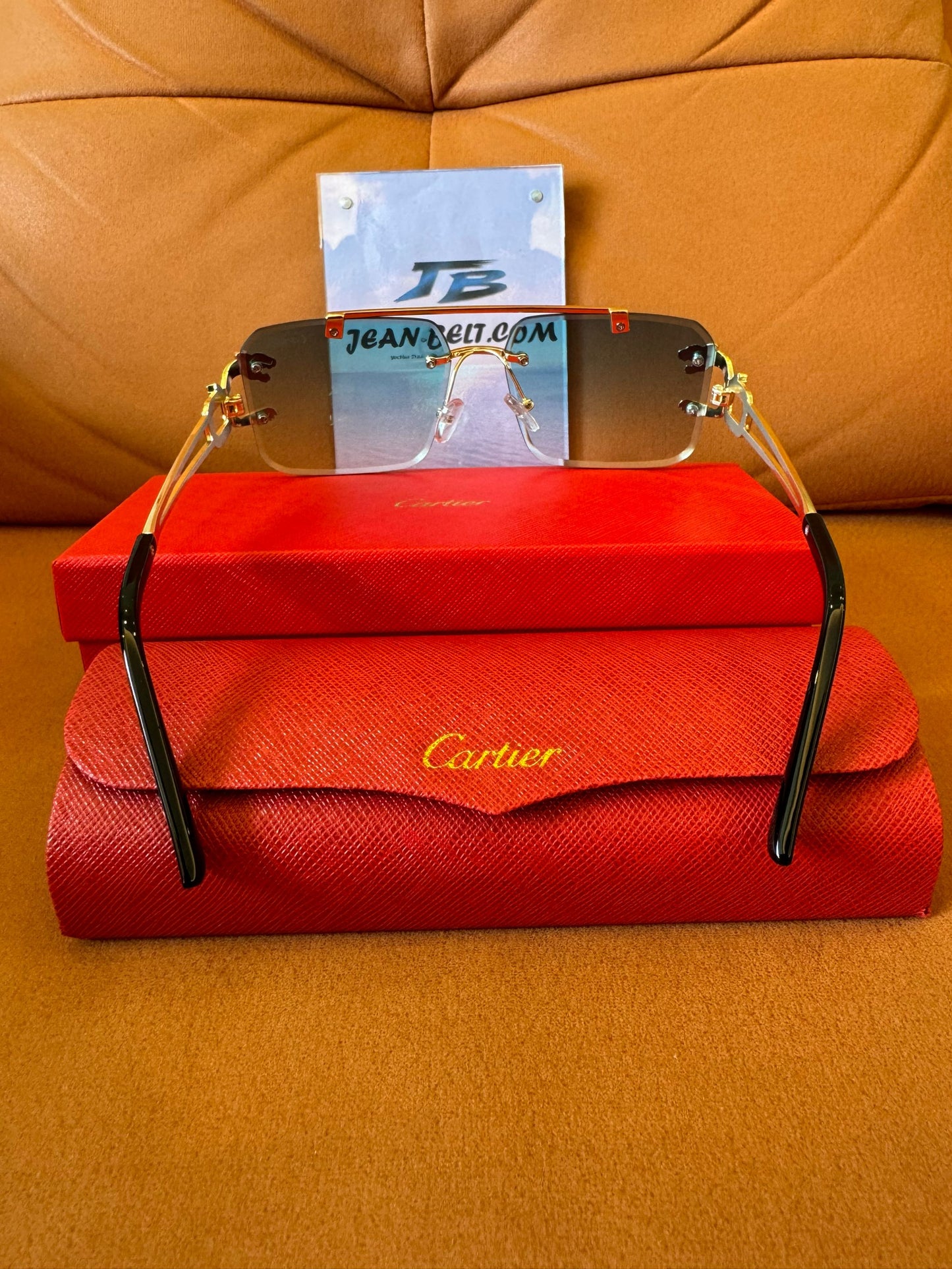 Cartier rimless gold panther sunglasses