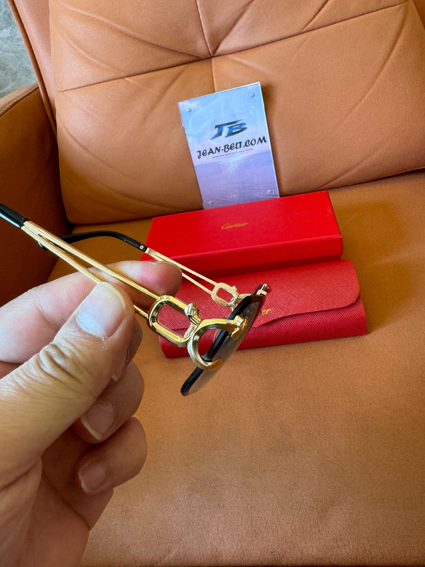 Cartier rimless gold panther sunglasses