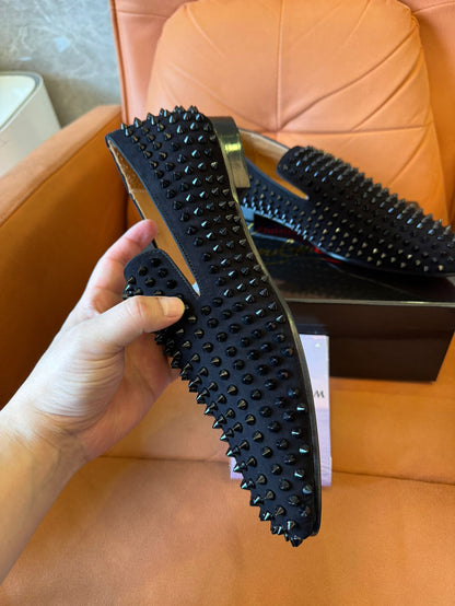 Christian Louboutin Rollerboy Spikes suede loafers in black