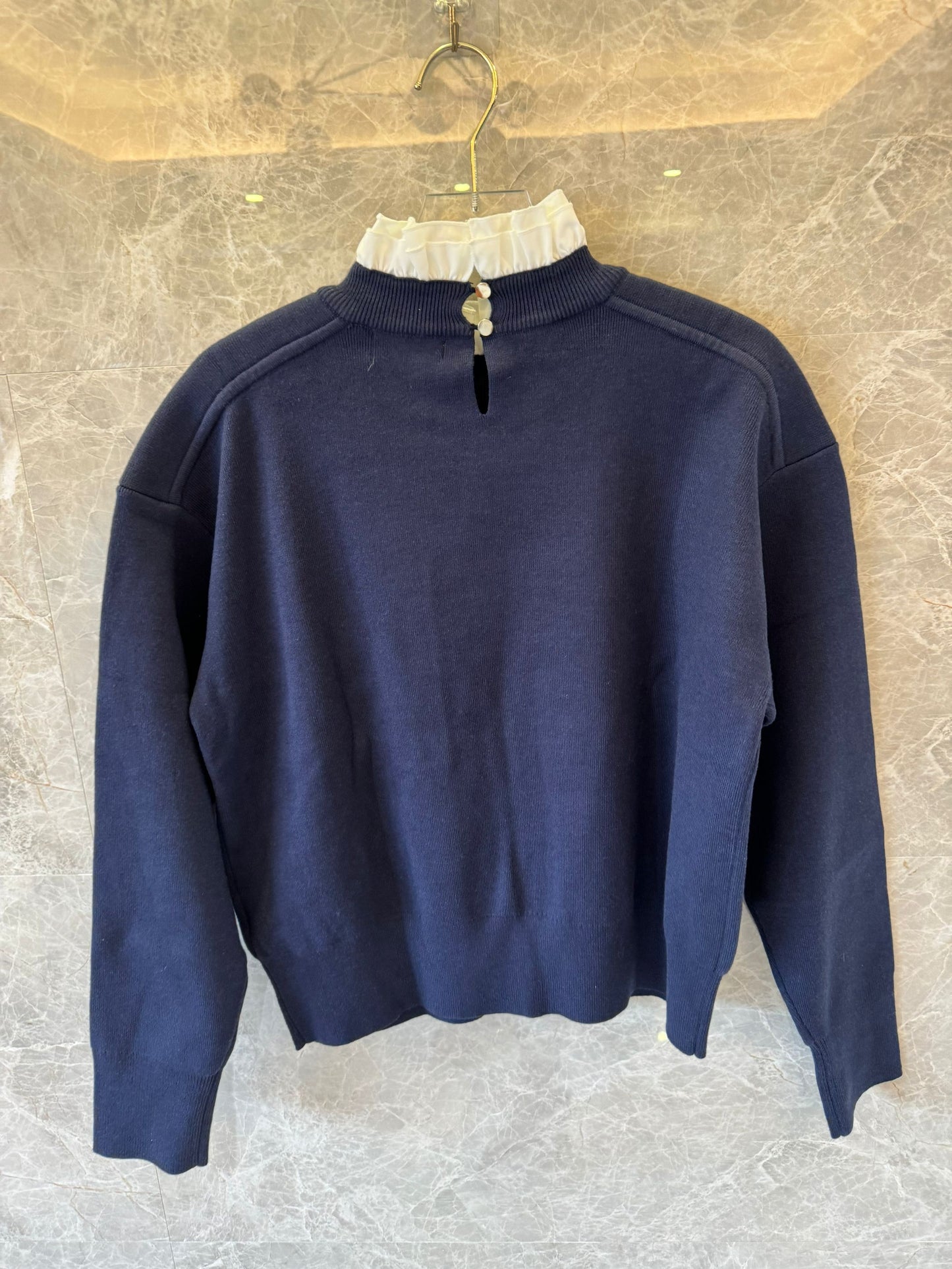 Sandro navy knit sweater with "S" detail