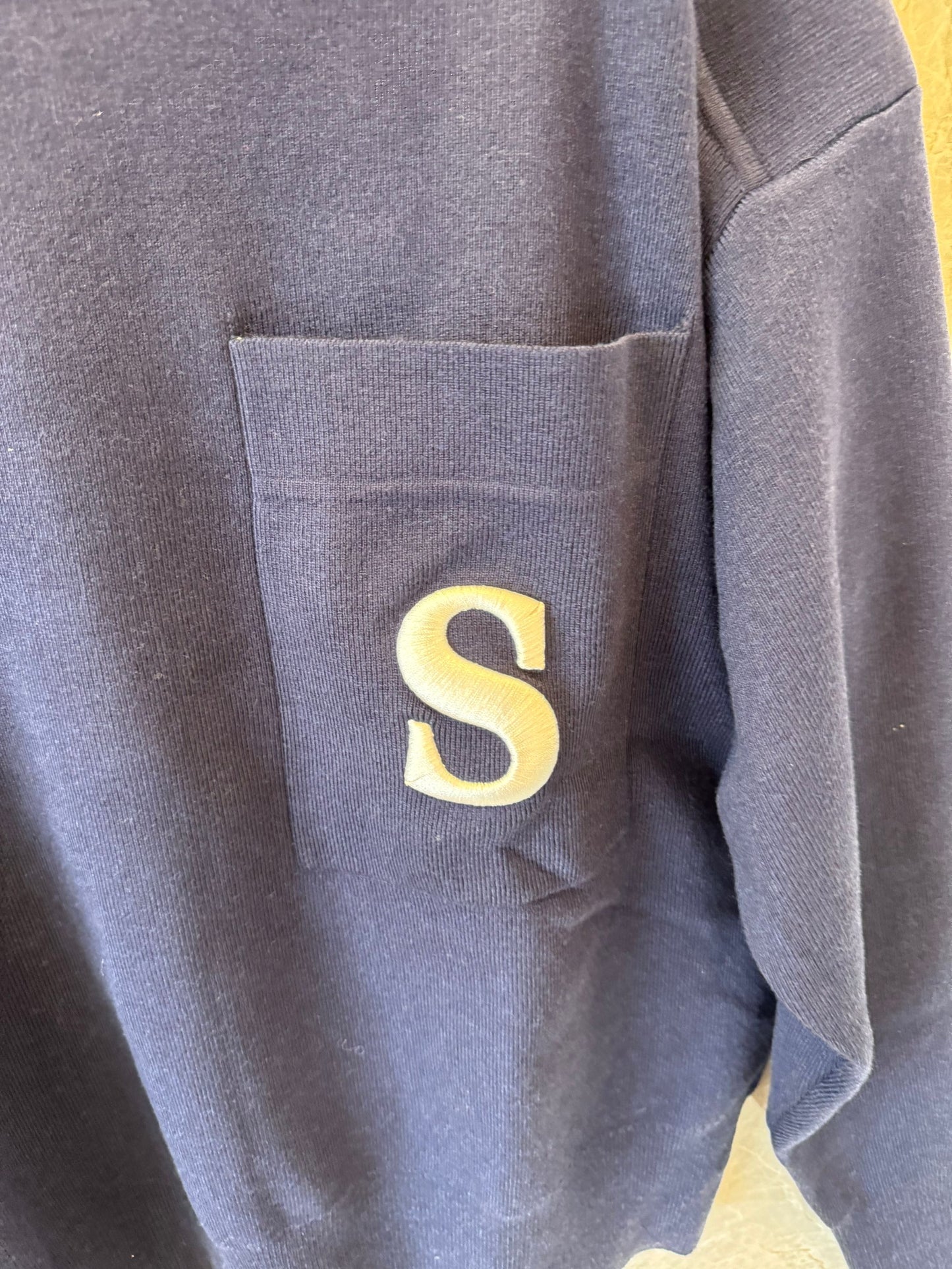 Sandro navy knit sweater with "S" detail