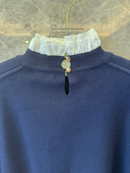 Sandro navy knit sweater with "S" detail