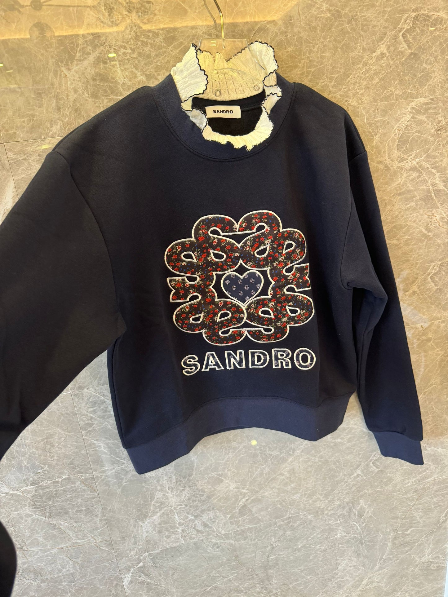 Sandro black/navy printed sweatshirt