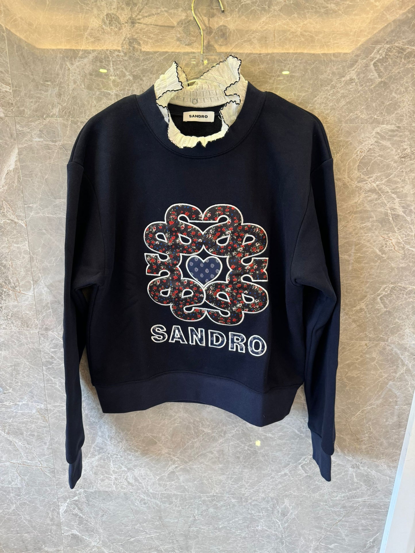 Sandro black/navy printed sweatshirt