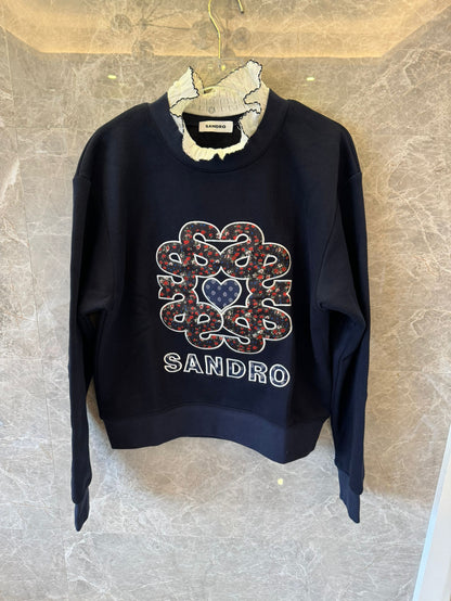 Sandro black/navy printed sweatshirt