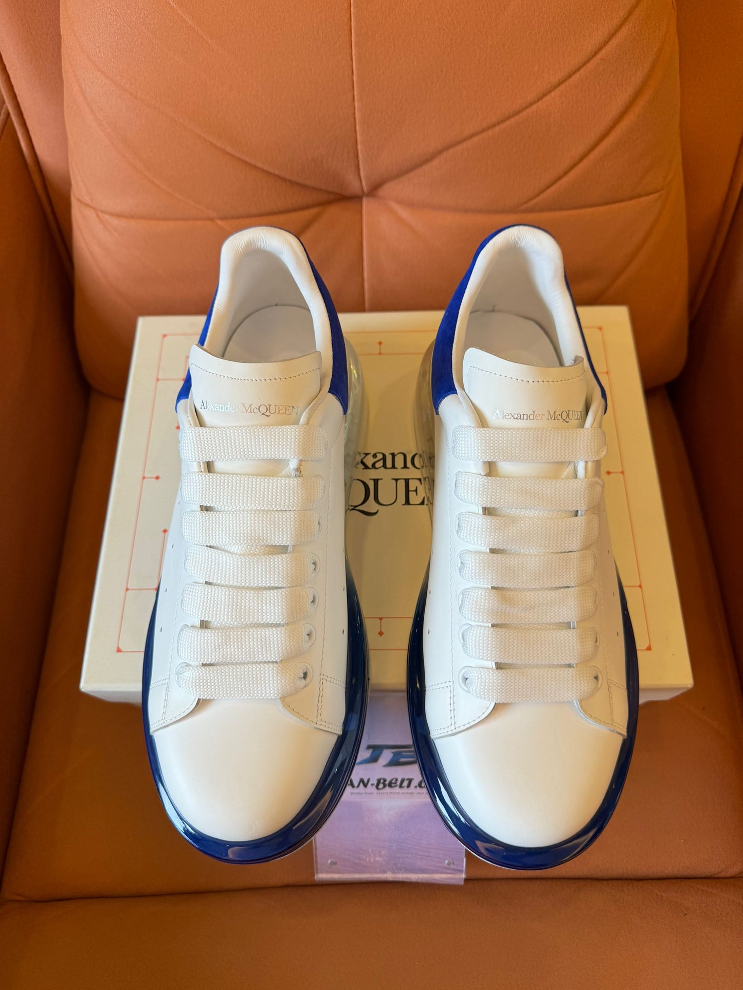 Alexander McQueen Oversized clear sole sneakers – white & blue