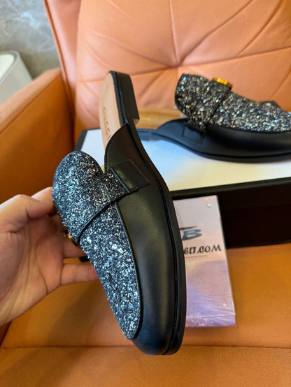 Gucci glitter horsebit mules