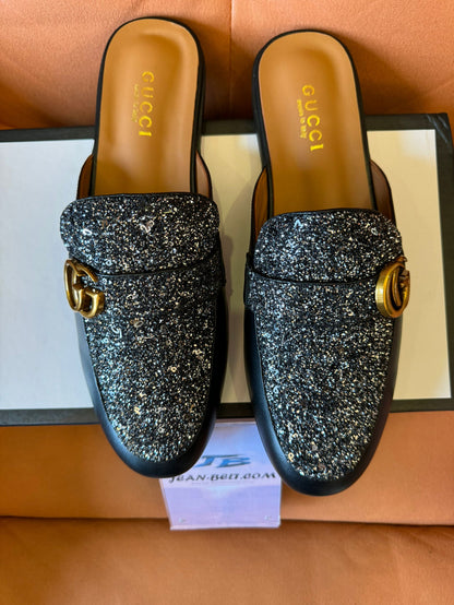 Gucci glitter horsebit mules