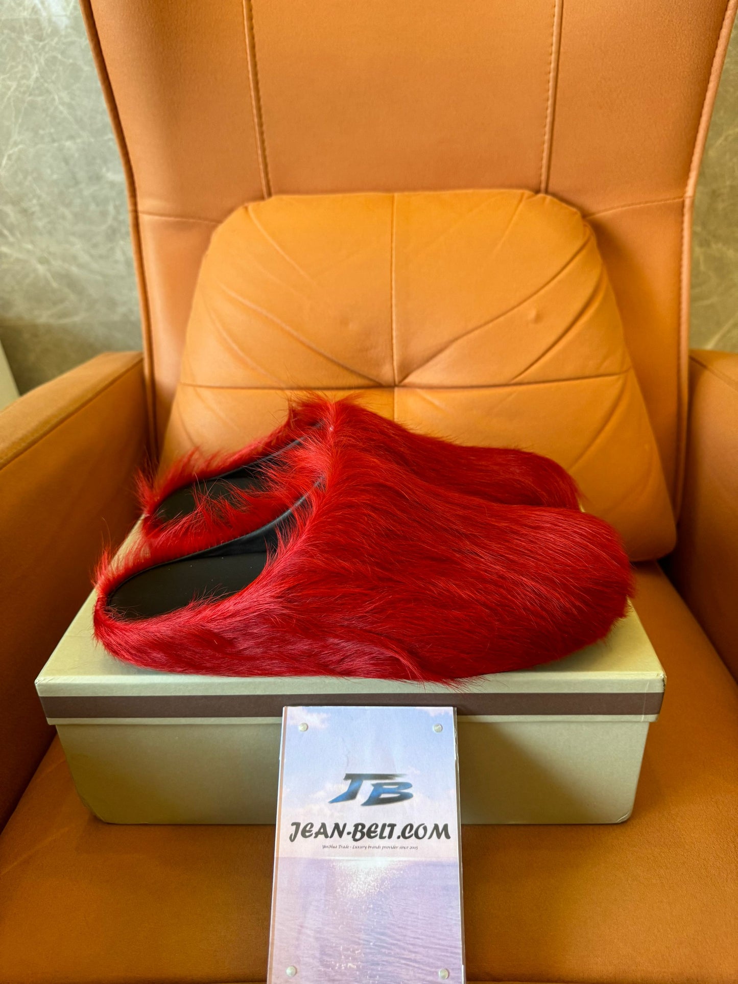 Marni red goat hair mules-TBD