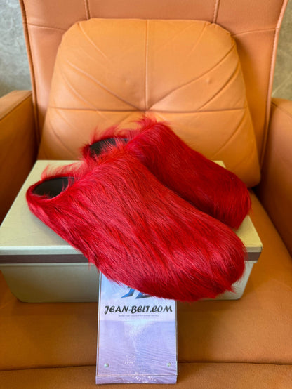 Marni red goat hair mules-TBD