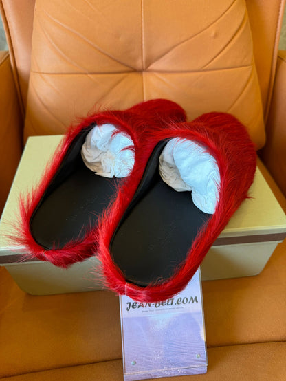 Marni red goat hair mules-TBD