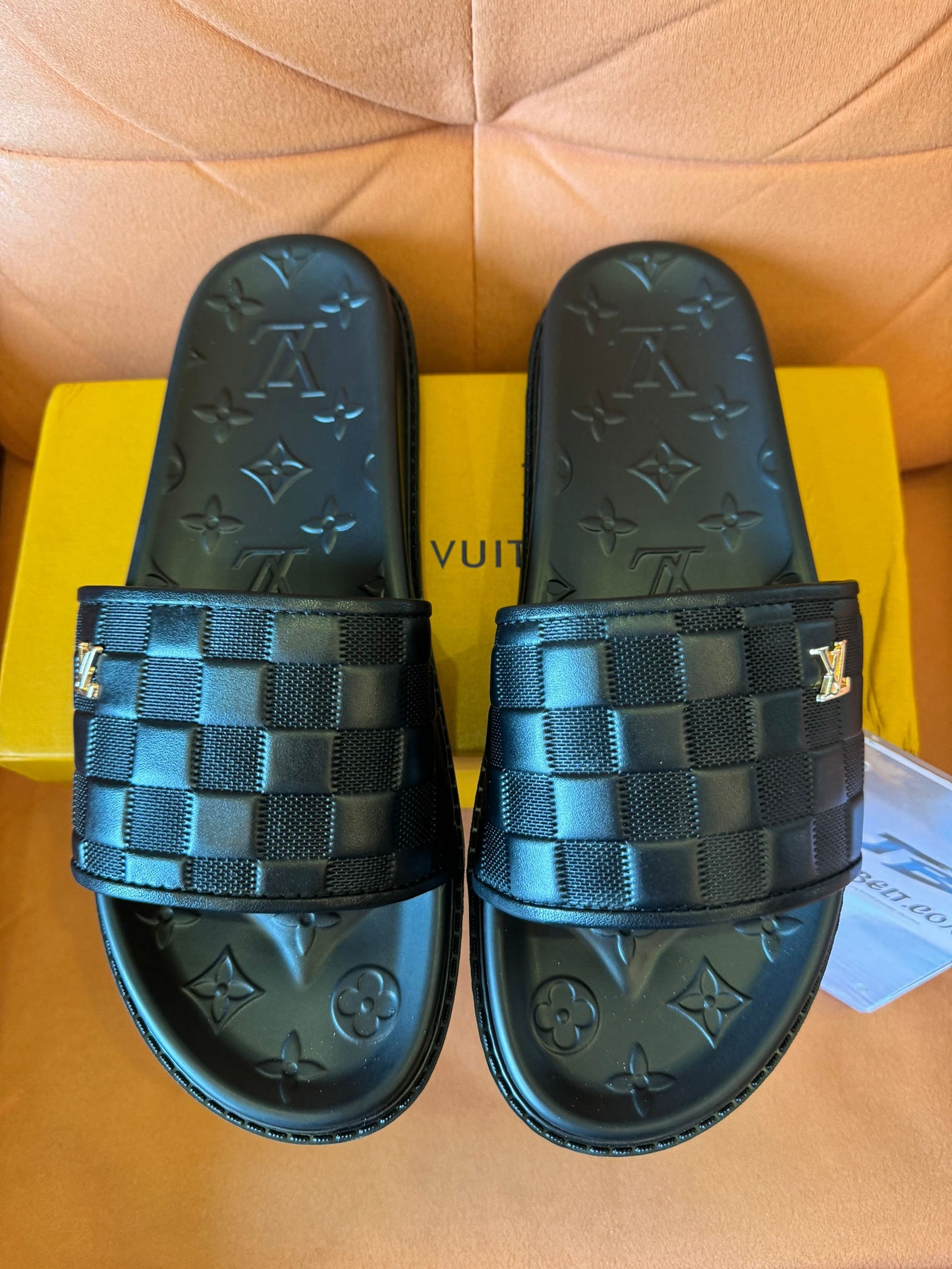 Louis Vuitton Waterfront slides in damier black