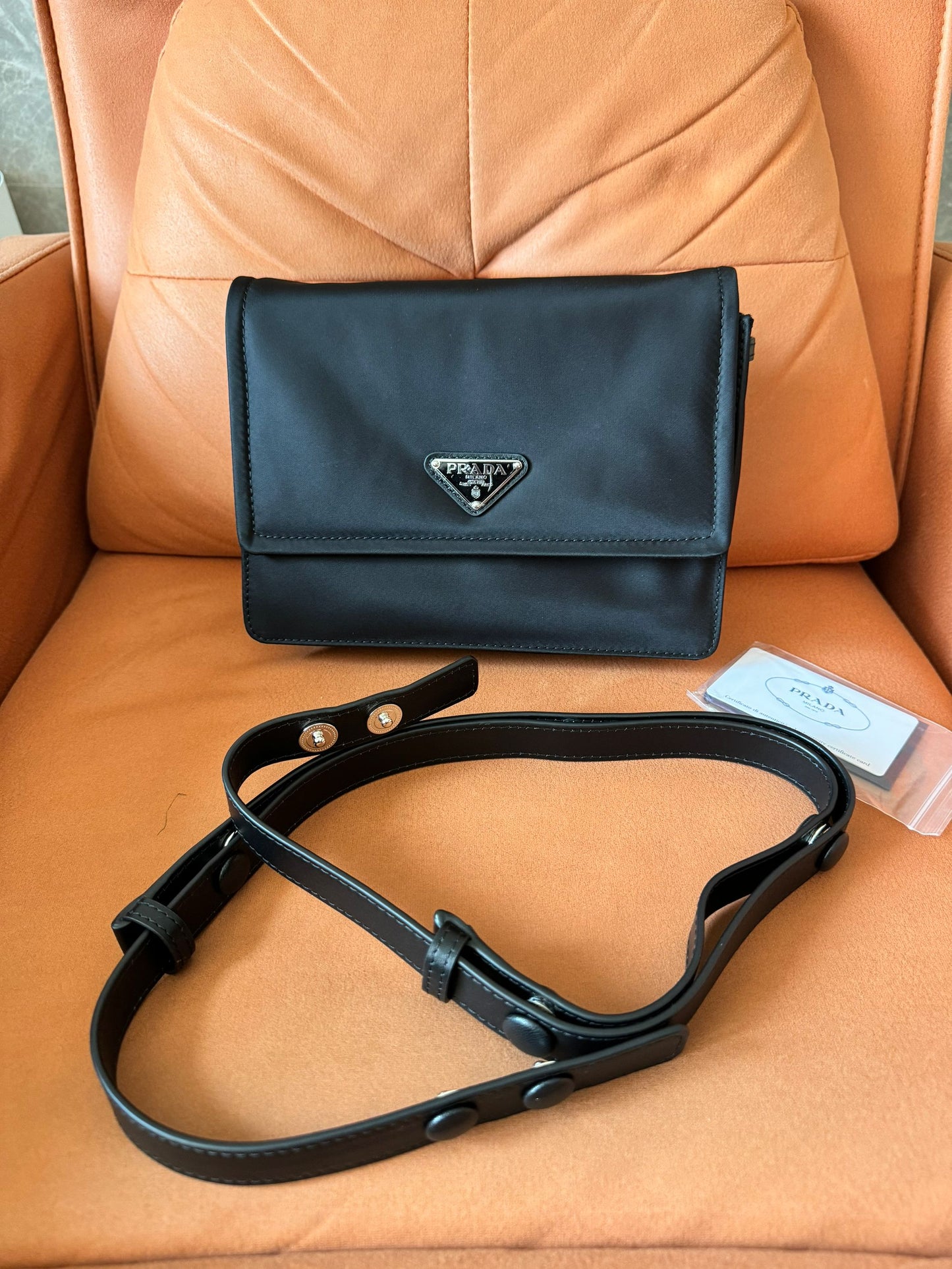 Prada black re-nylon small padded shoulder bag