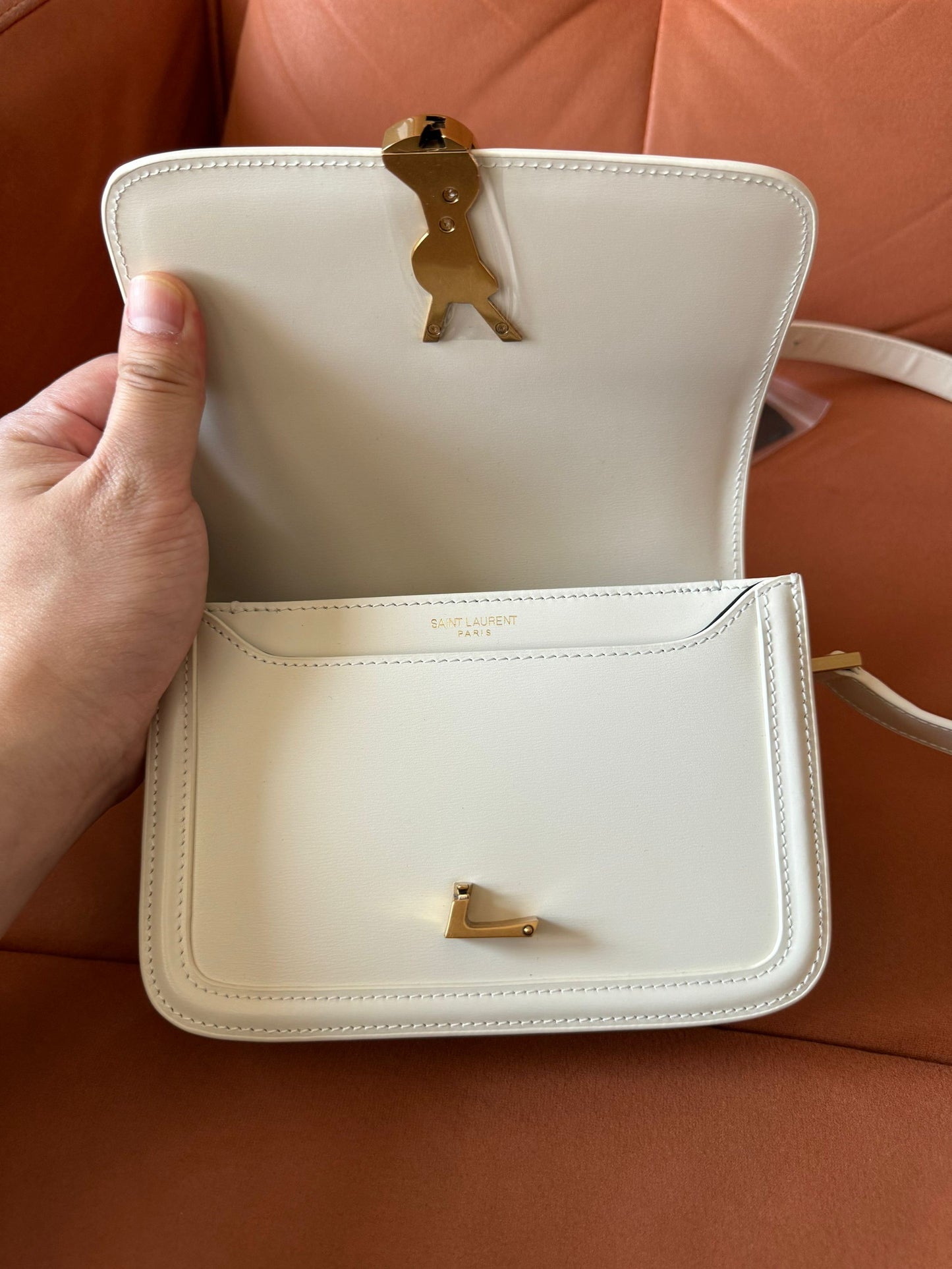 Saint Laurent solferino small bag in white calfskin