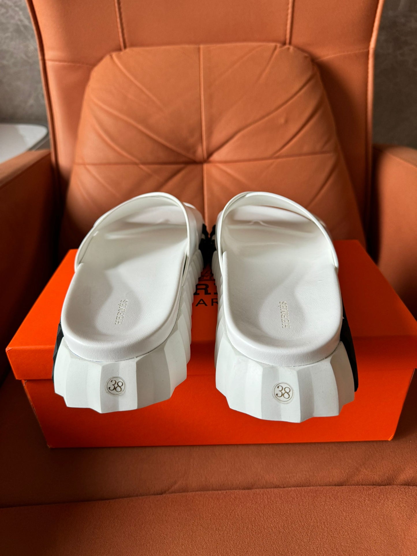 Hermès Cypris sandals in white rubber