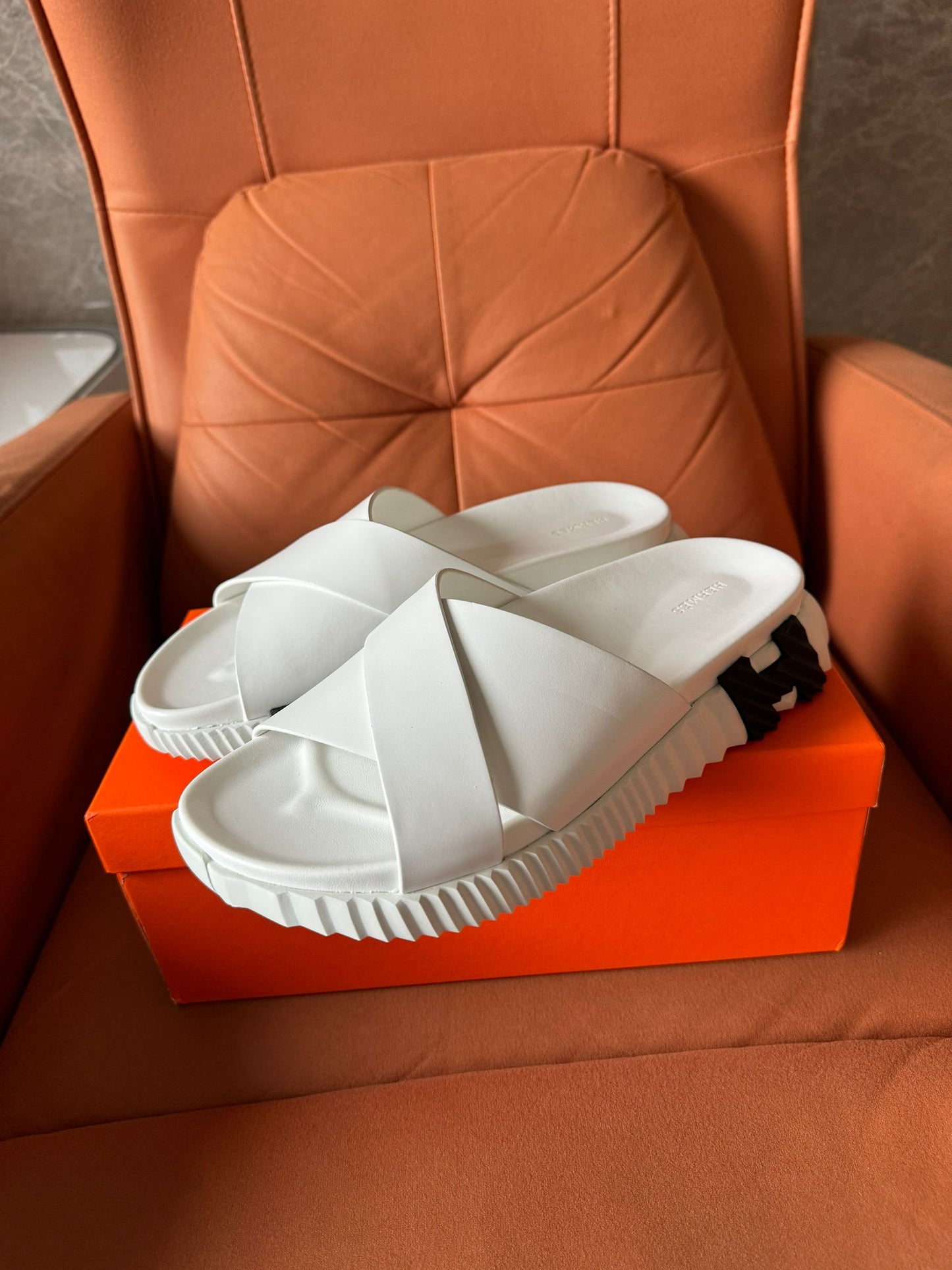 Hermès Cypris sandals in white rubber