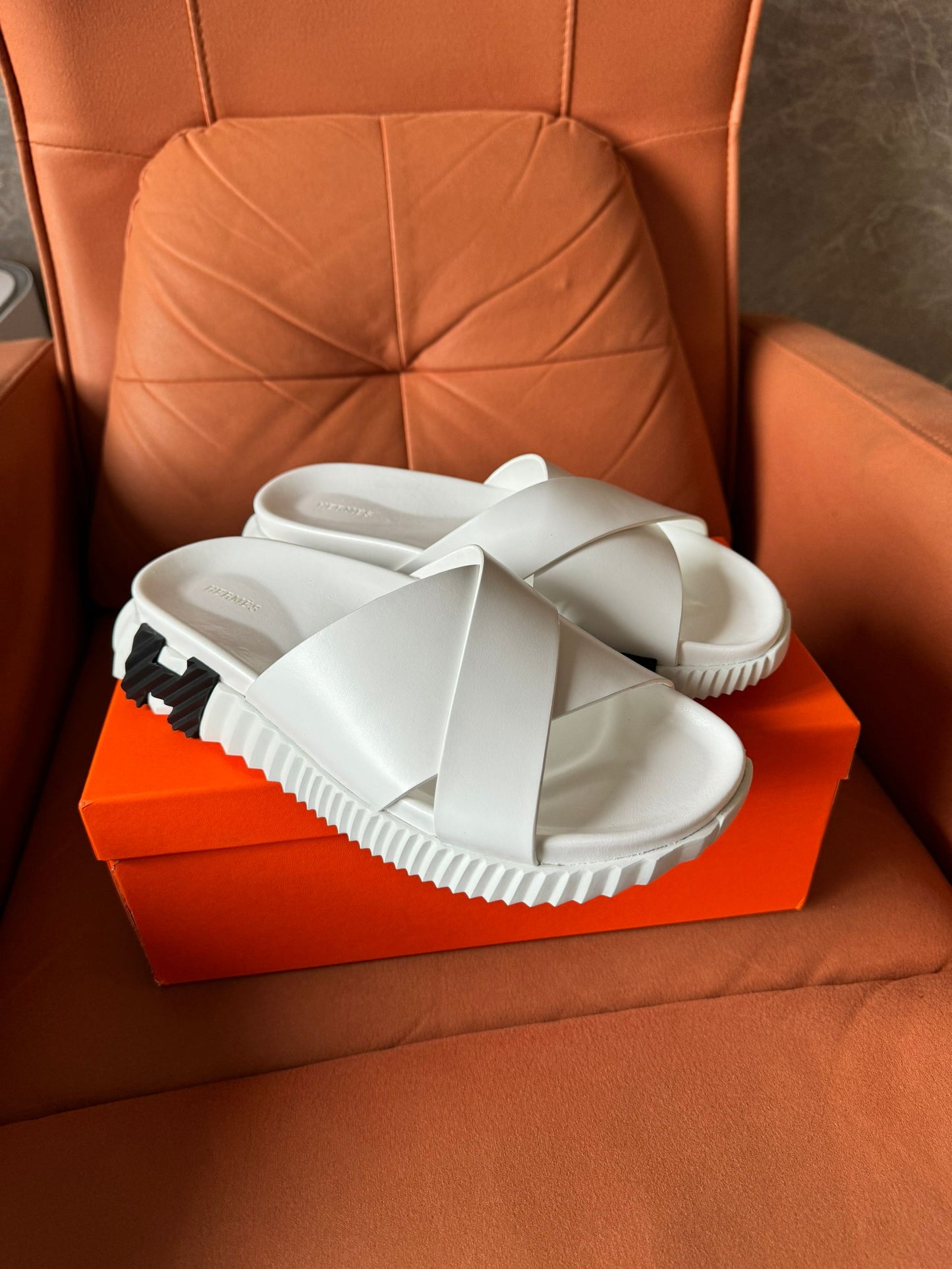 Hermès Cypris sandals in white rubber