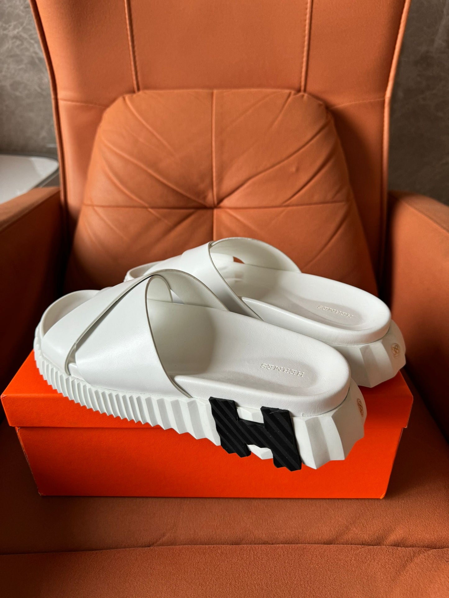 Hermès Cypris sandals in white rubber