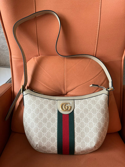 Gucci ophidia half moon hobo gg coated small canvas  bag