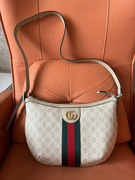 Gucci ophidia half moon hobo gg coated small canvas  bag