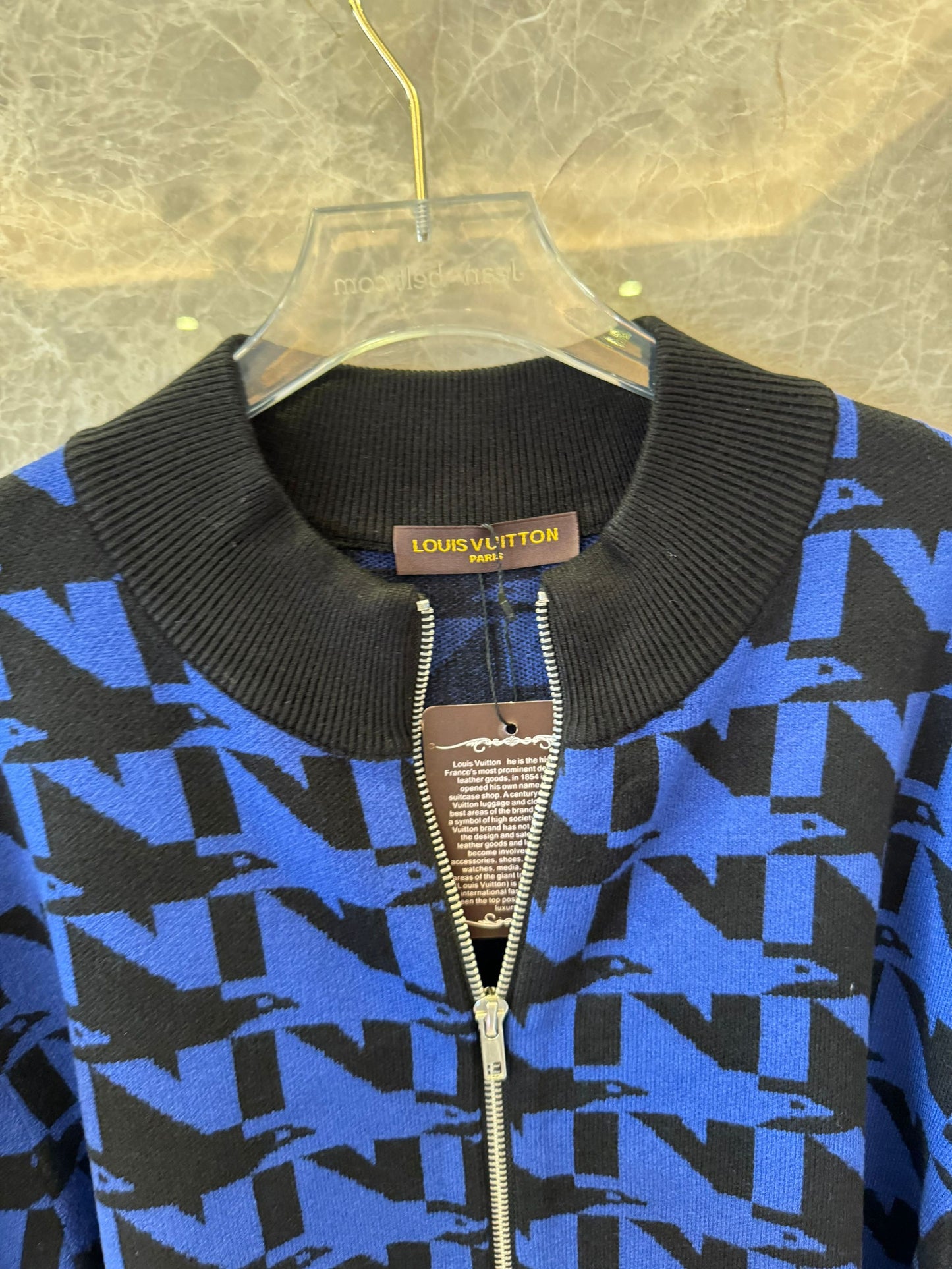 Louis Vuitton monogram knitted zip-up jacket