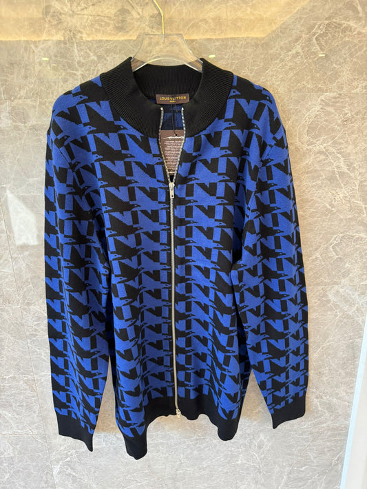 Louis Vuitton monogram knitted zip-up jacket