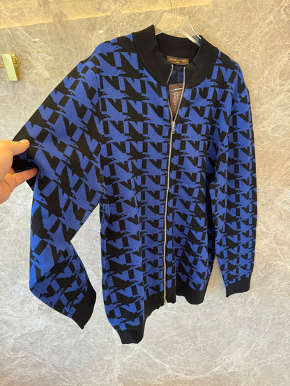 Louis Vuitton monogram knitted zip-up jacket