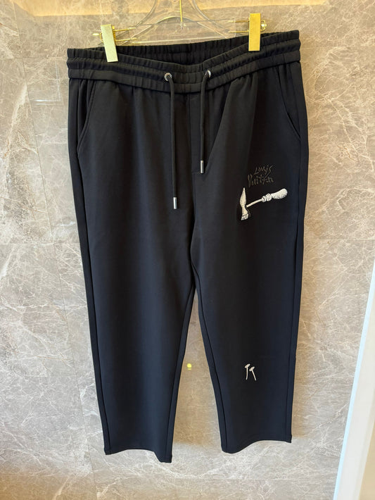 Louis Vuitton embroidered black jogger pants