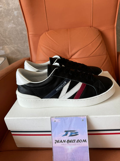 Moncler tricolor stripe leather sneakers