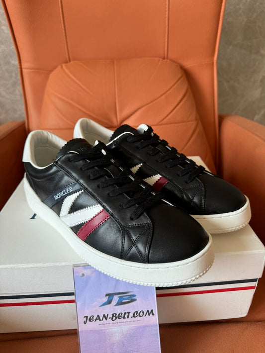 Moncler tricolor stripe leather sneakers