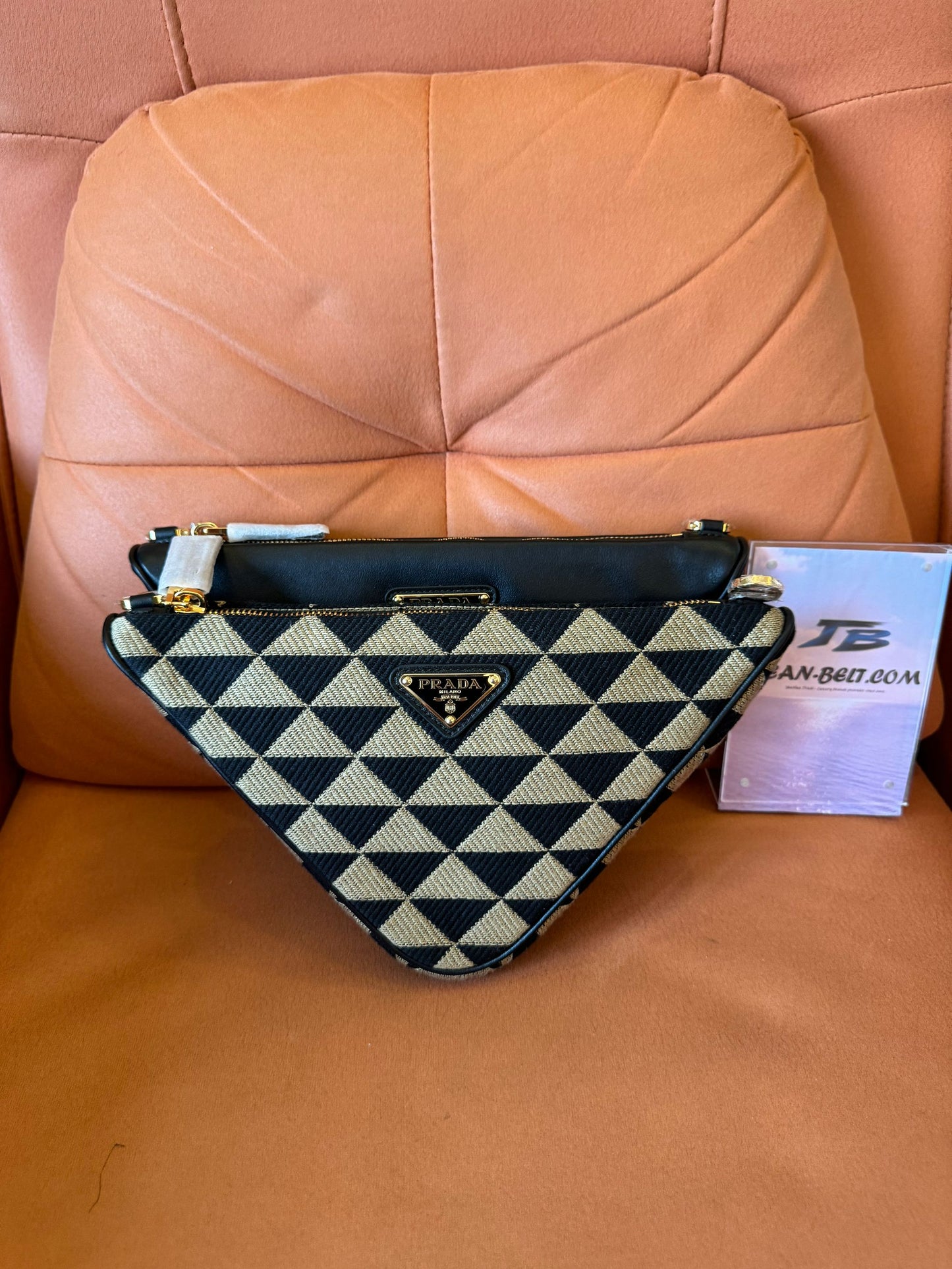 Prada symbole triangolo jacquard shoulder bag