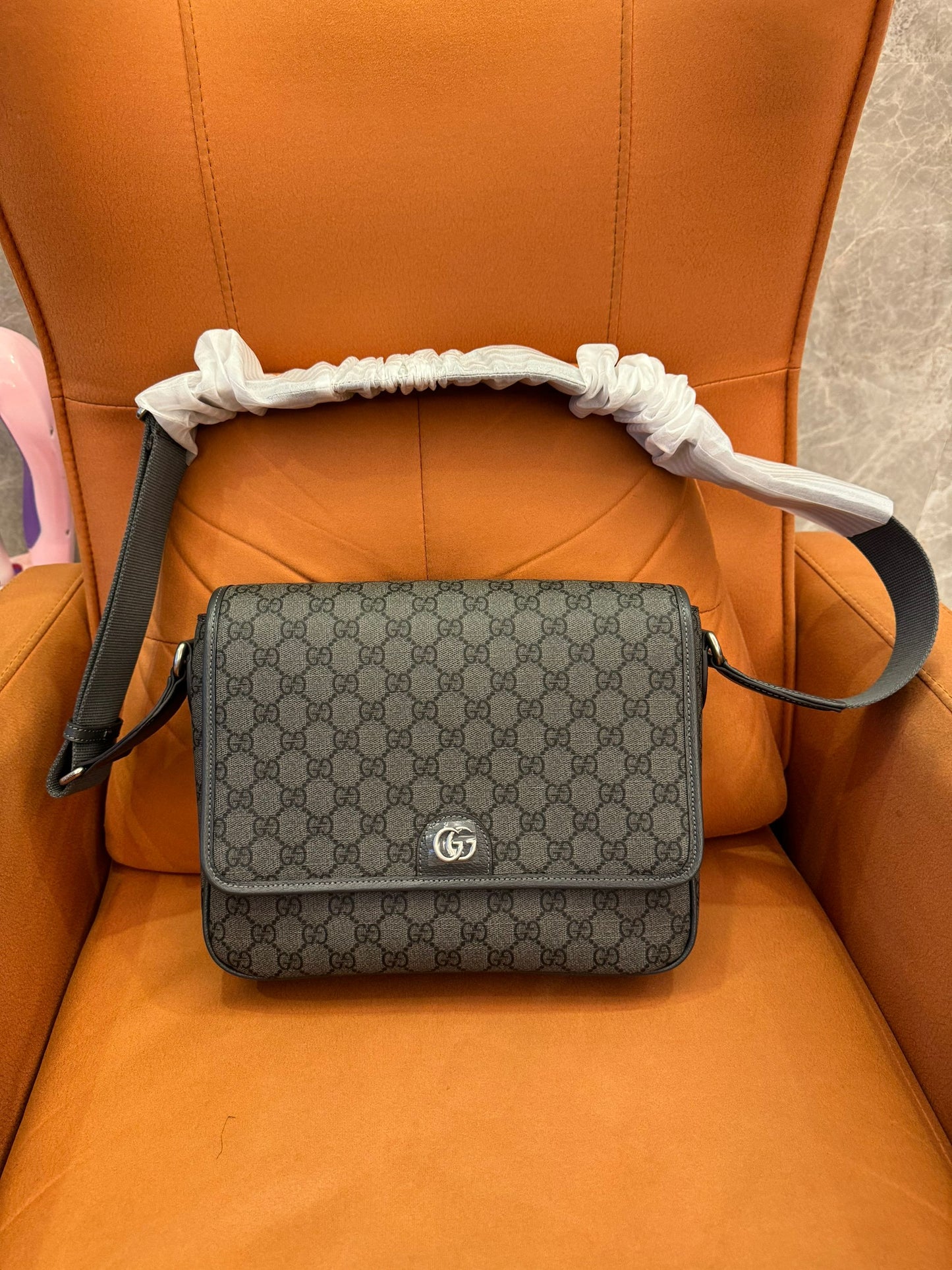 Gucci ophidia foldover medium messenger bag grey