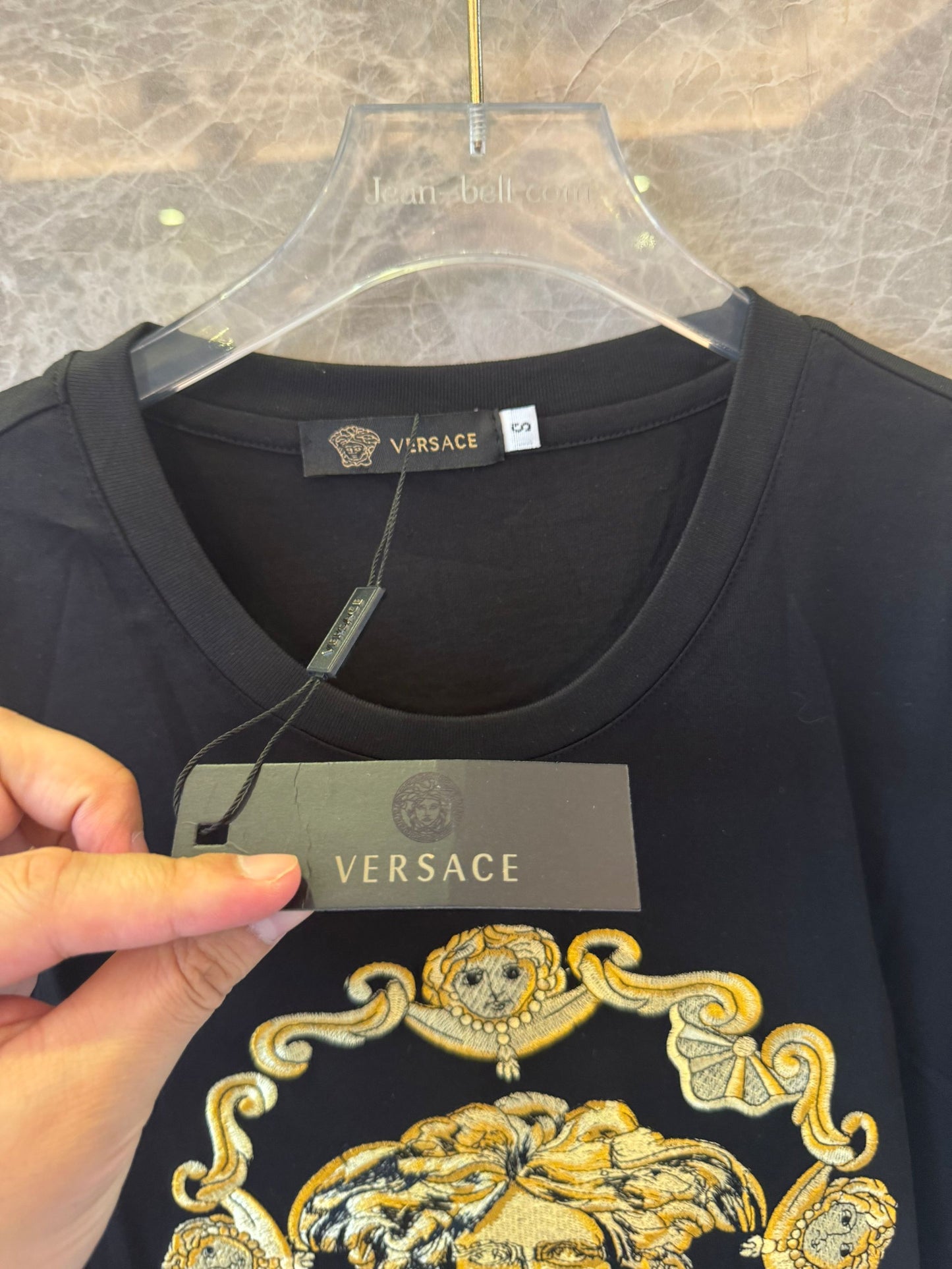 Versace medusa t-shirt with leopard sleeves