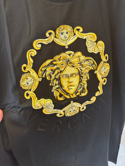 Versace medusa t-shirt with leopard sleeves