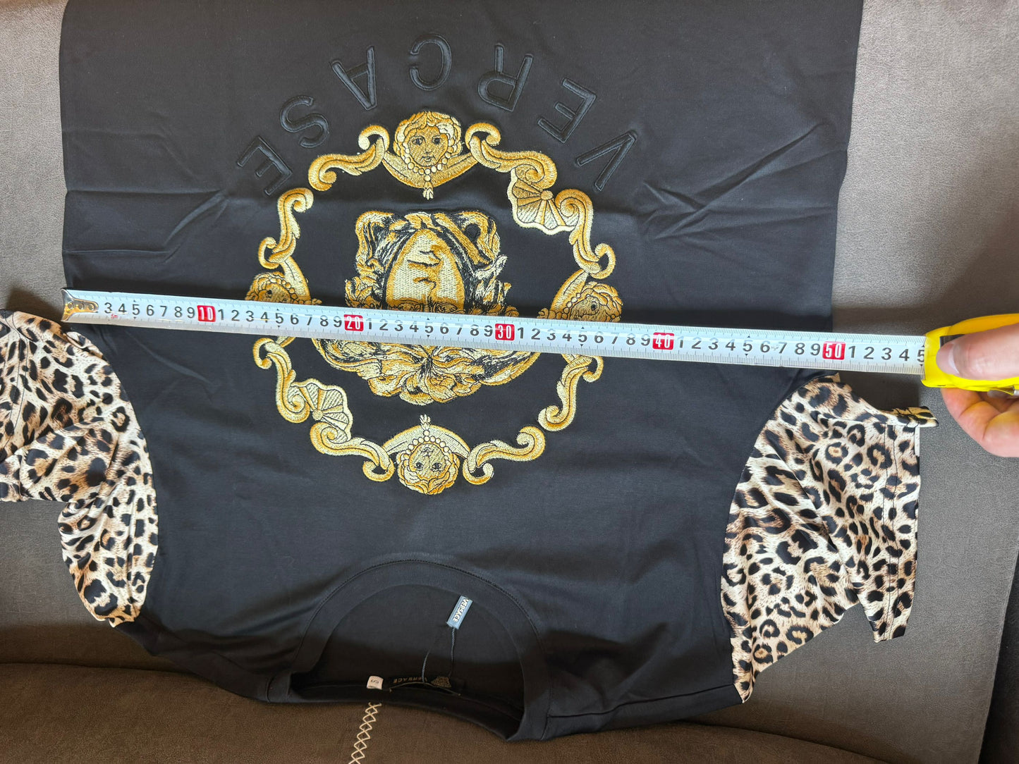 Versace medusa t-shirt with leopard sleeves