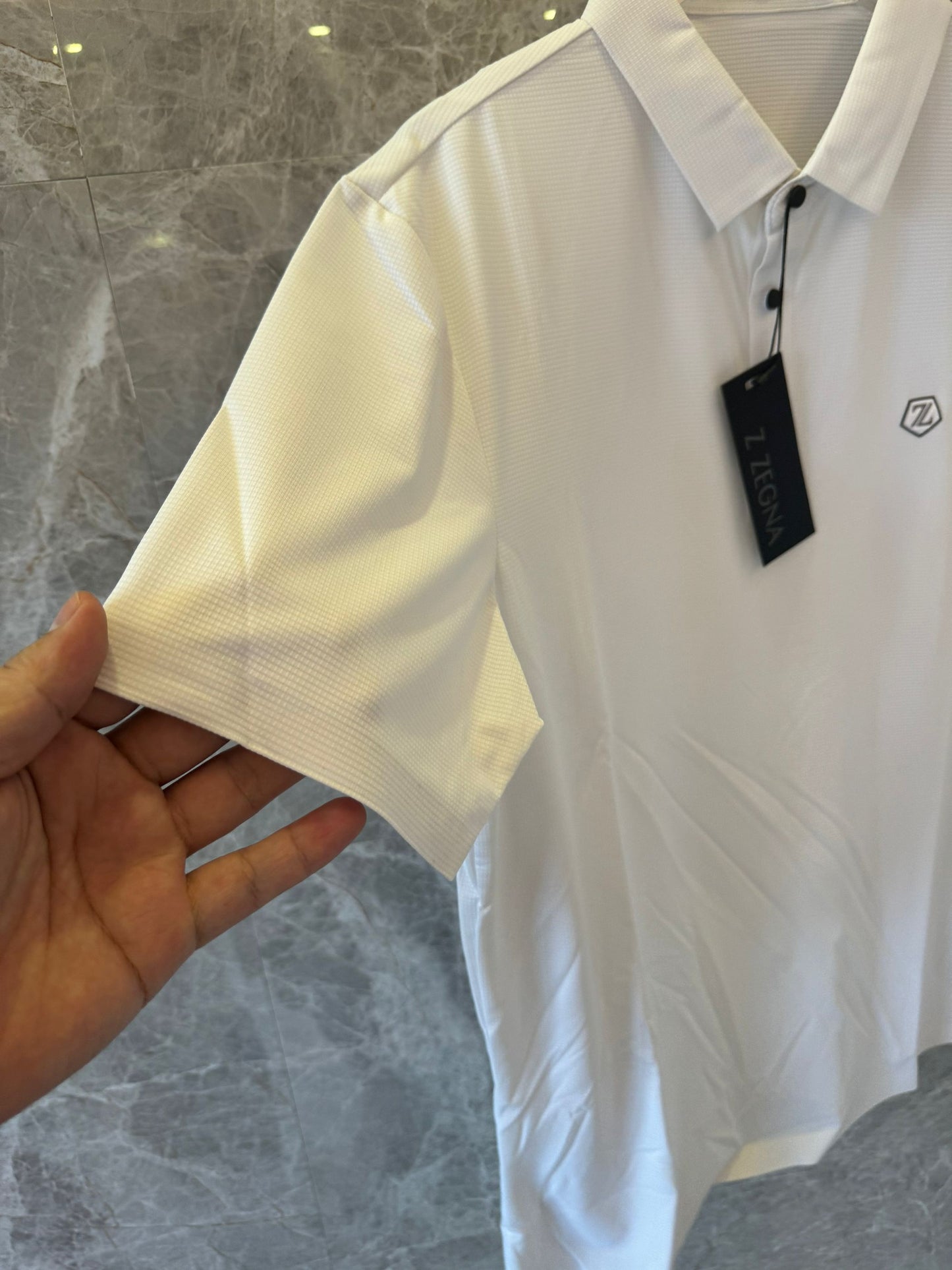 Zegna white polo shirt with minimal logo