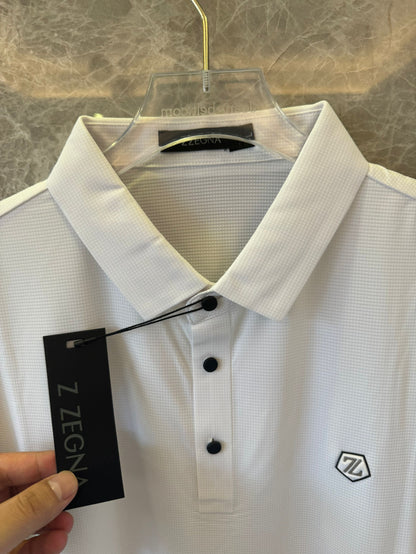 Zegna white polo shirt with minimal logo