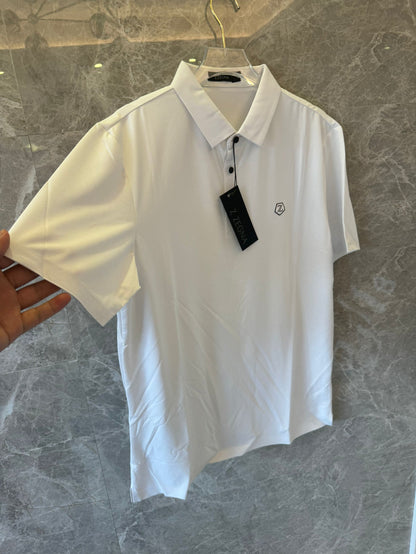 Zegna white polo shirt with minimal logo