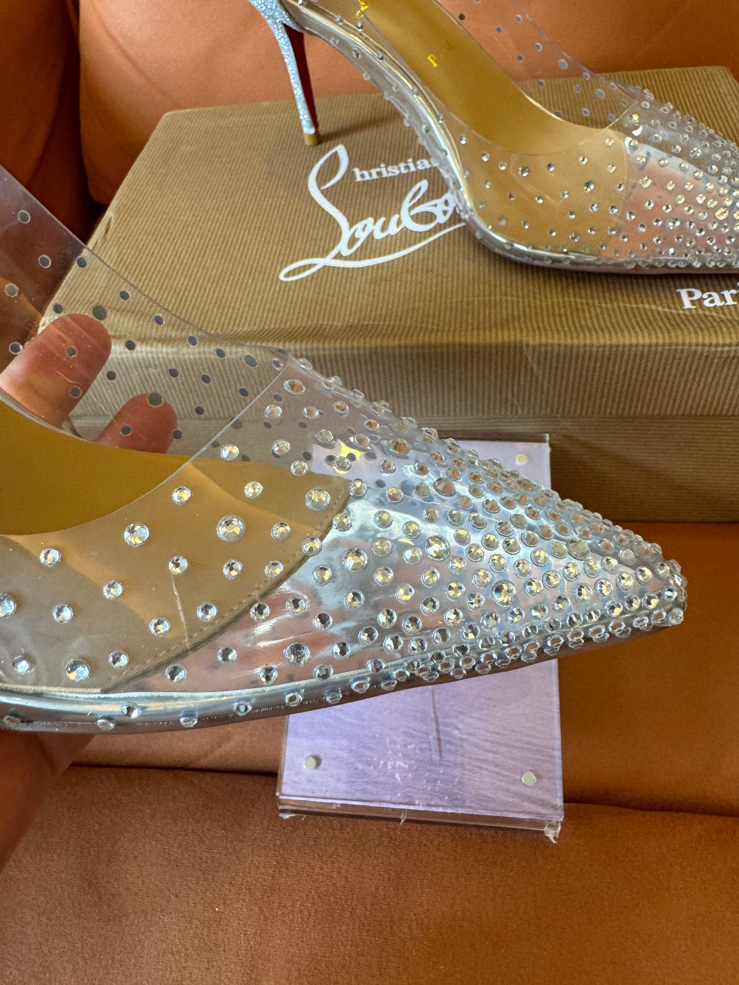 Christian Louboutin follies mesh strass pumps