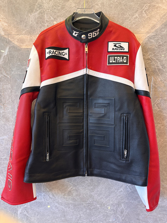 Givenchy racing leather jacket - bold red & black design