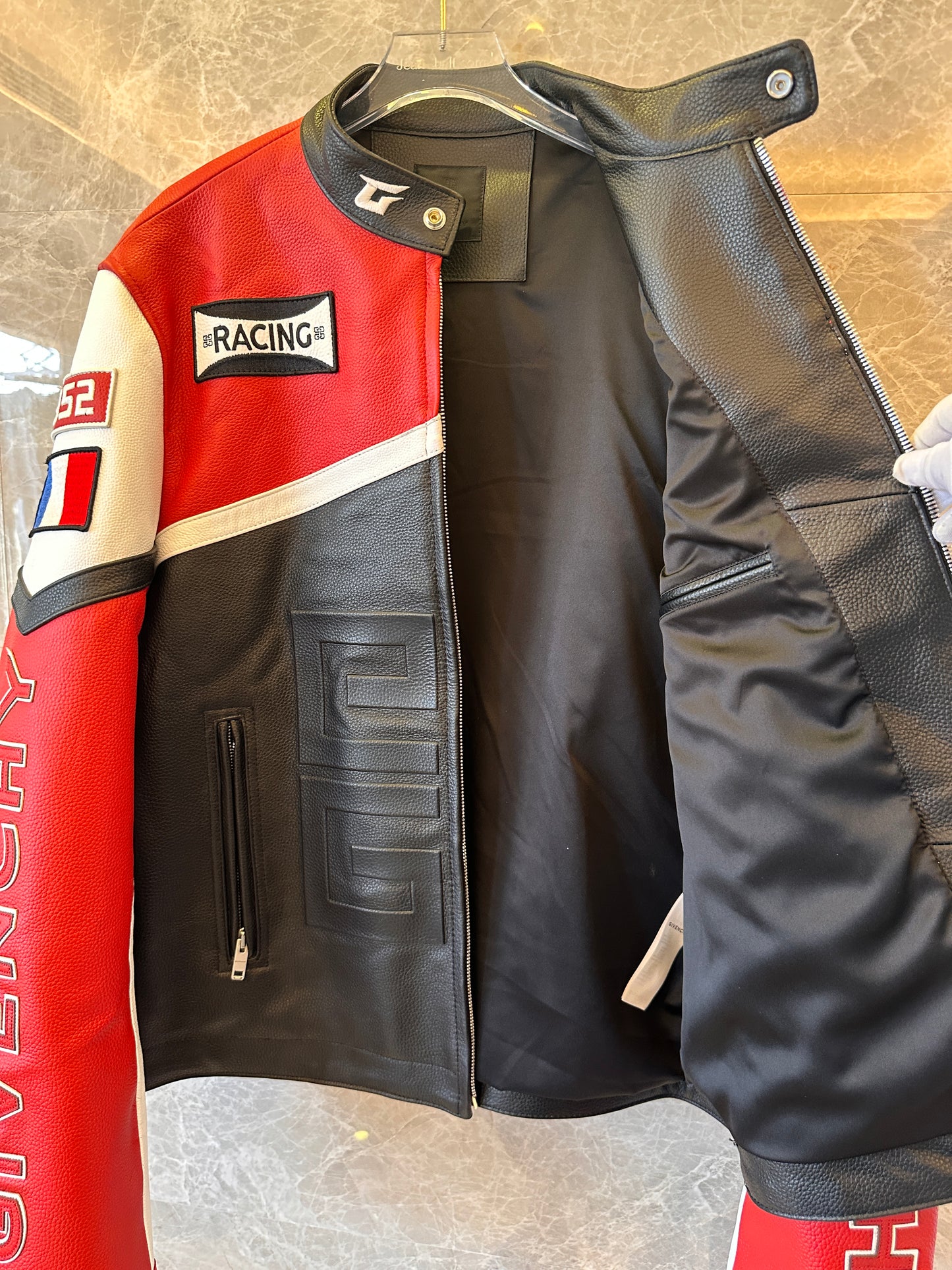 Givenchy racing leather jacket - bold red & black design