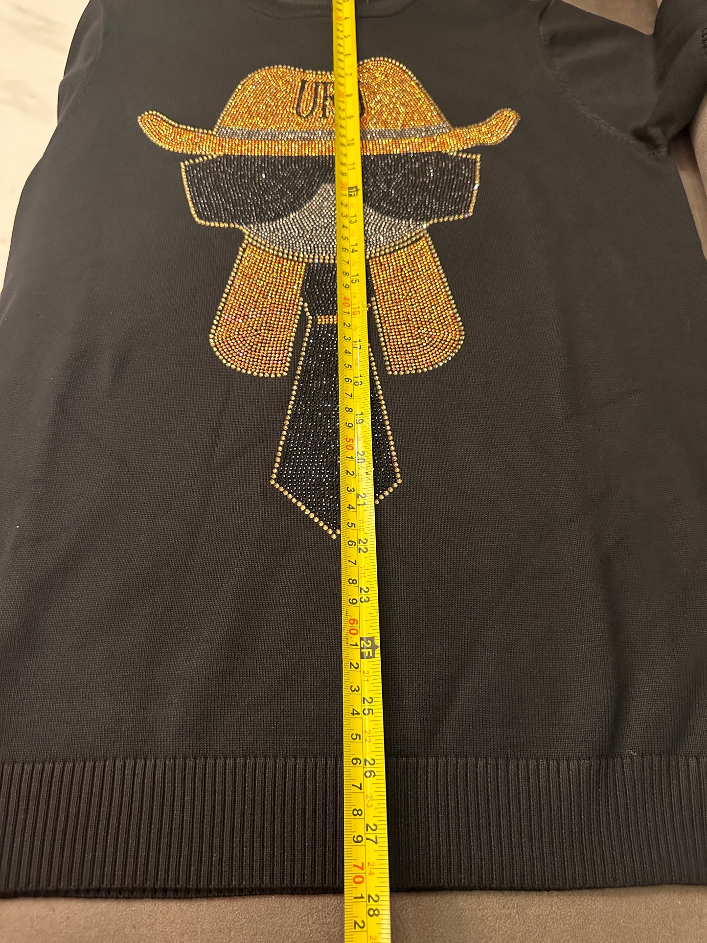 Fendi rhinestone graphic black t-shirt