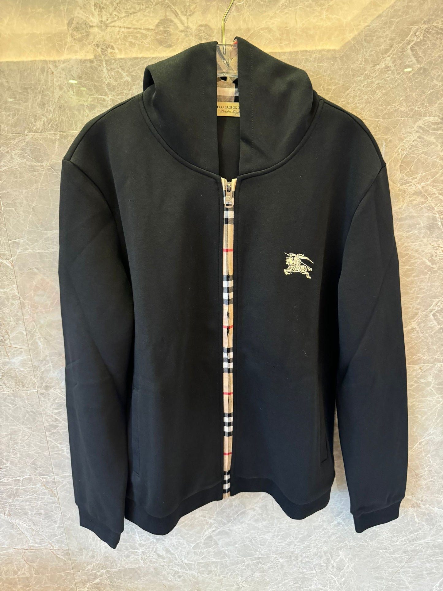 Burberry classic hoodie with Plaid Trim