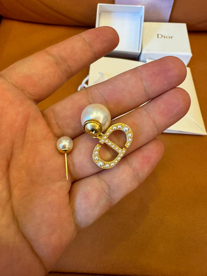 Dior Tribales earrings with pearl and CD logo design