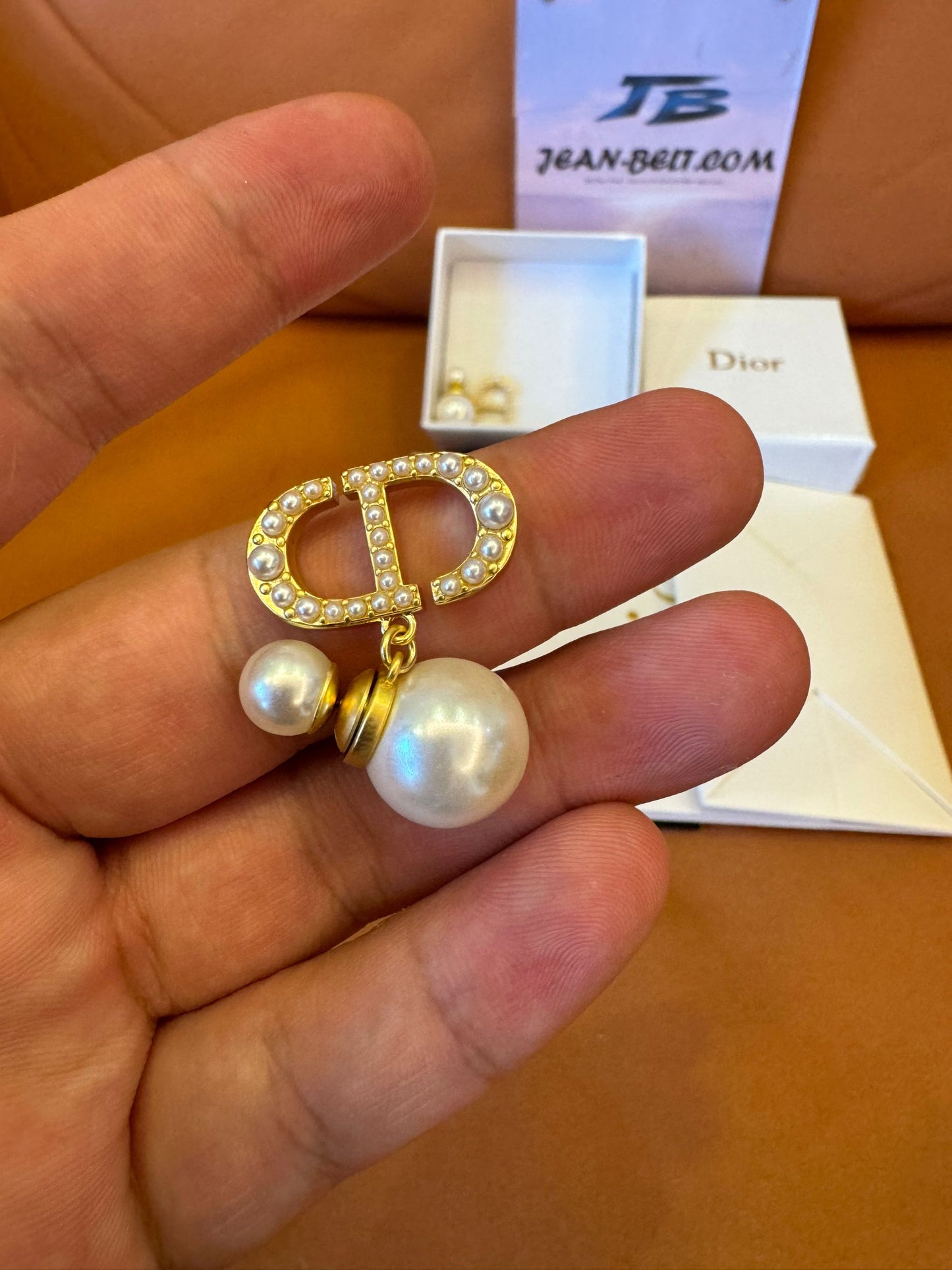 Dior Tribales earrings with pearl and CD logo design