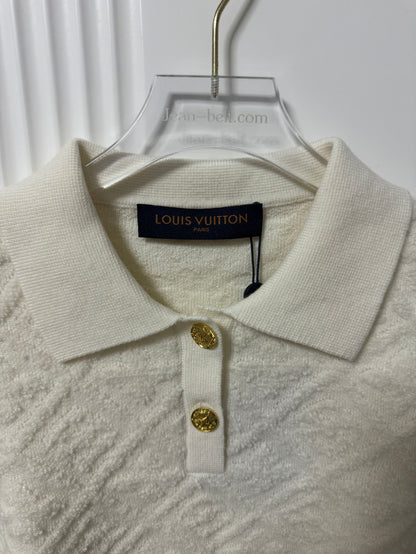 Louis Vuitton textured knit polo and shorts set in cream