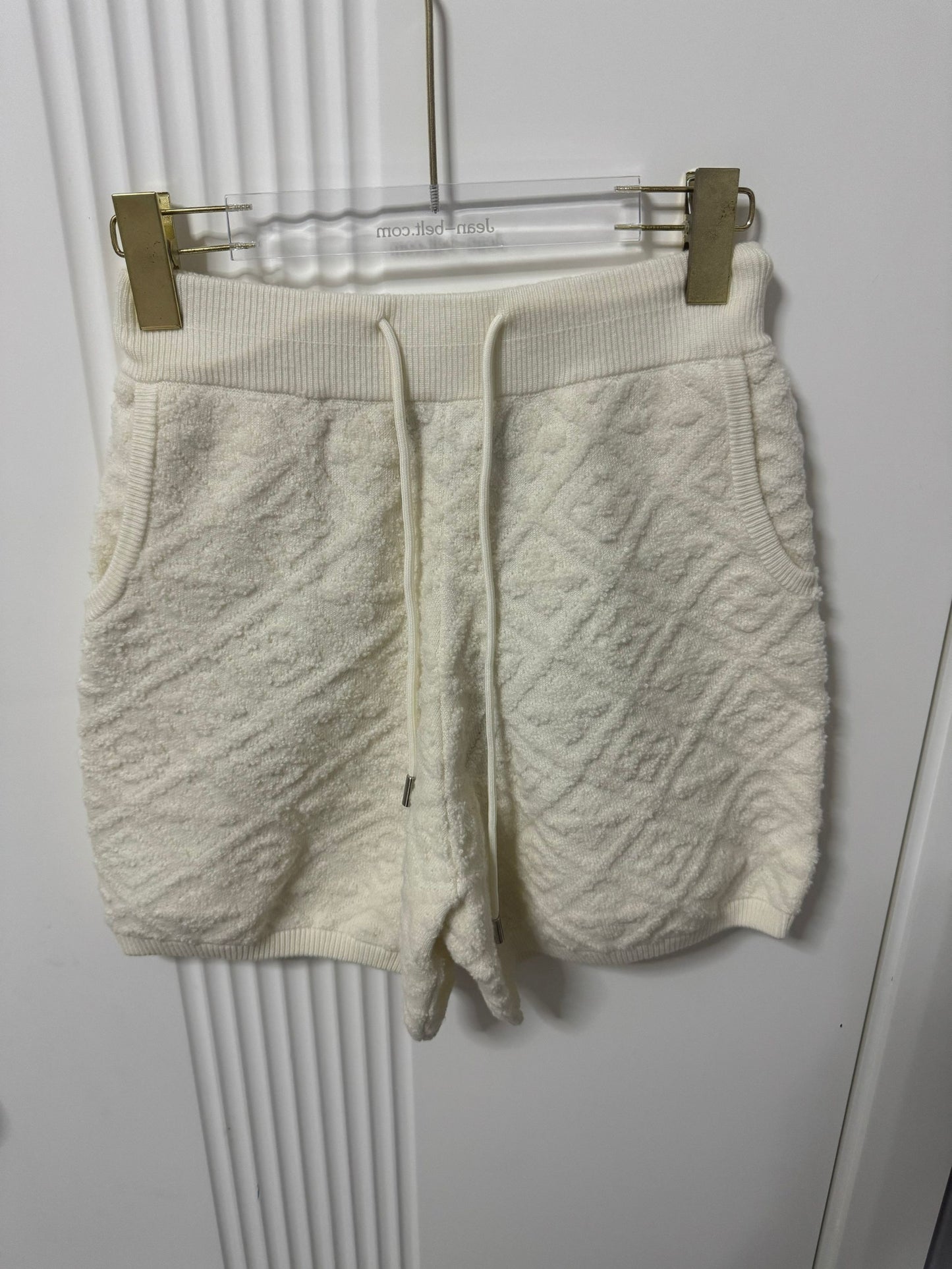 Louis Vuitton textured knit polo and shorts set in cream