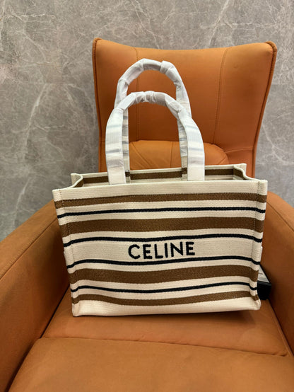 Celine striped canvas tote bag