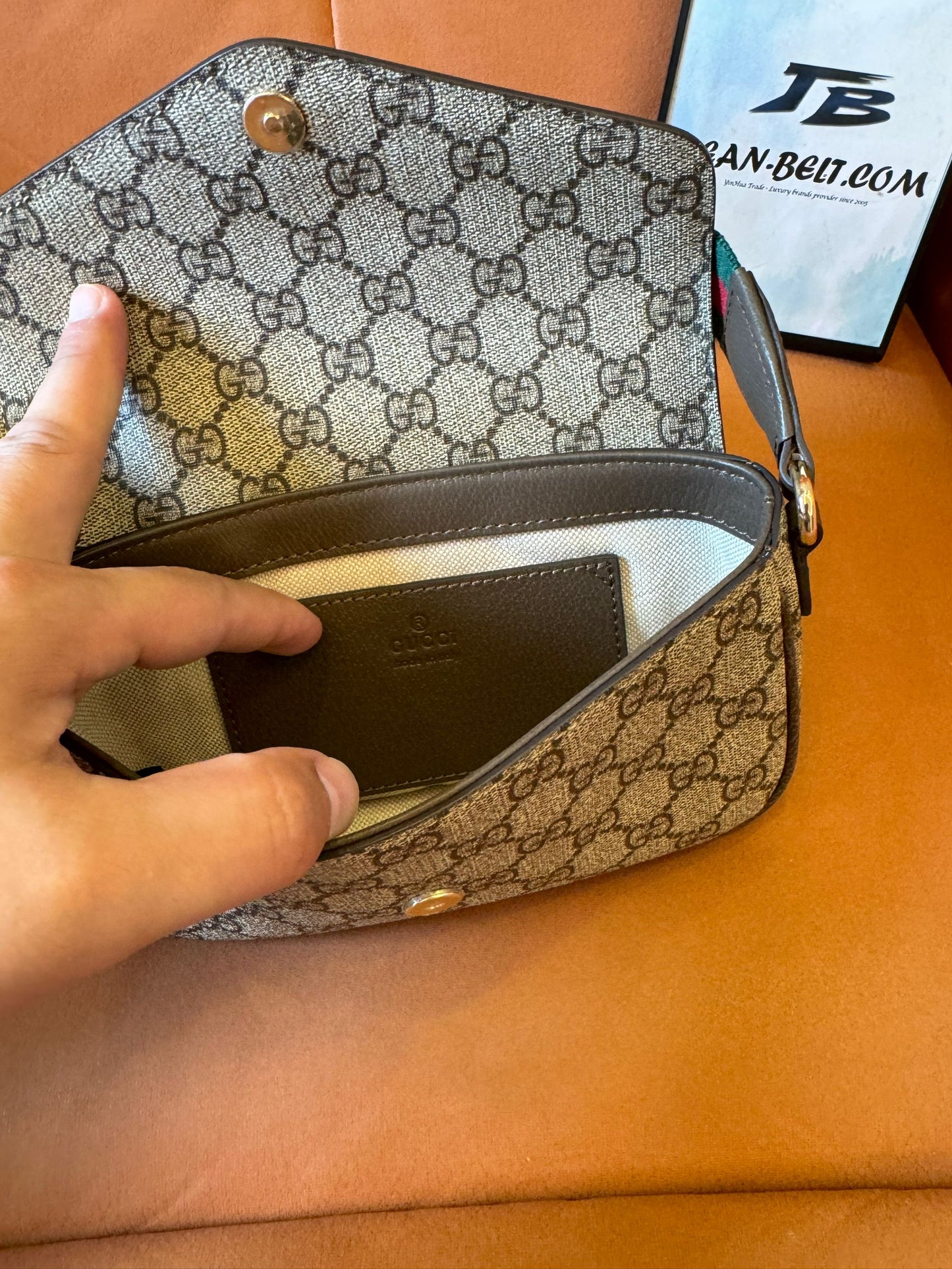 Gucci GG Supreme small shoulder bag with web strap